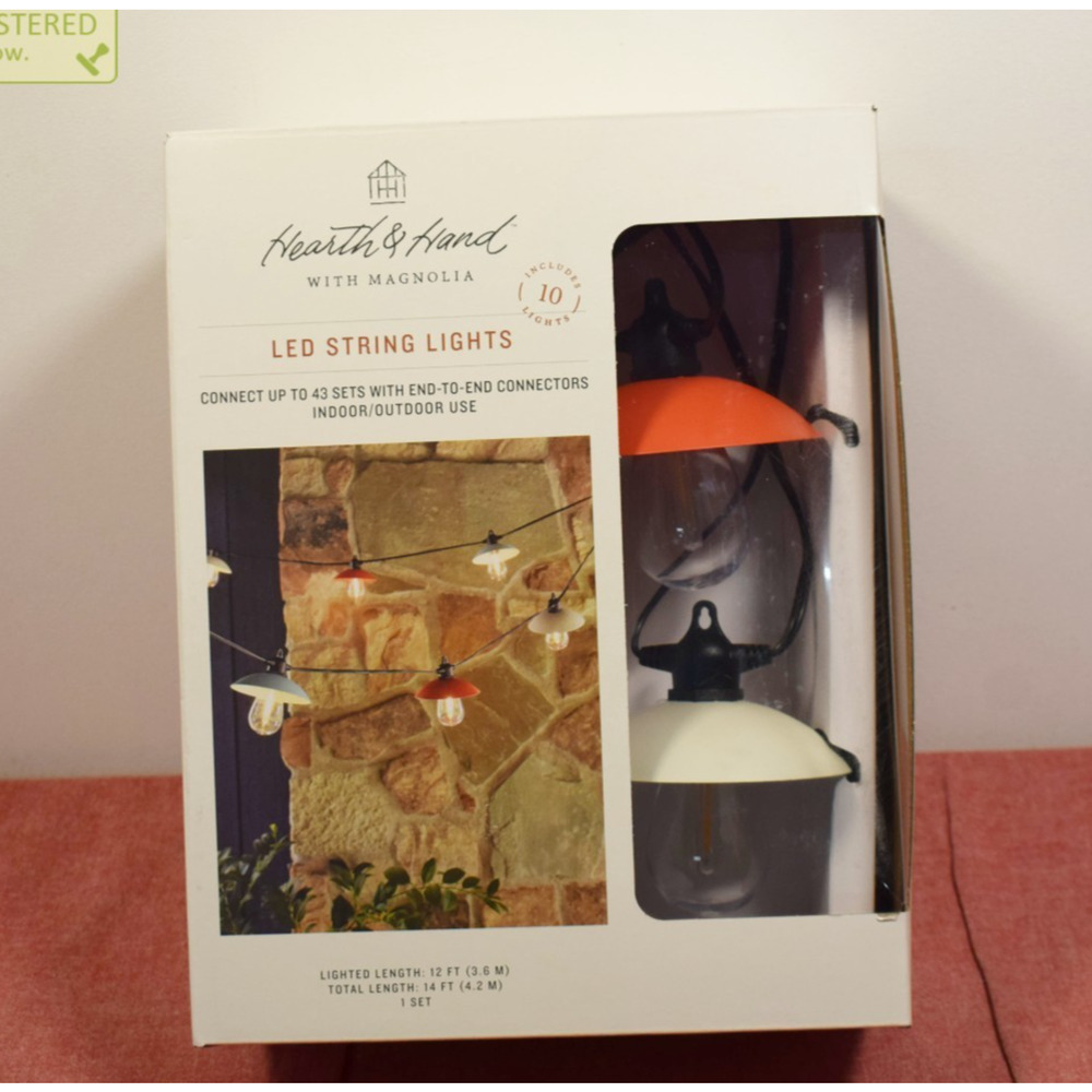 Hearth & Hand Magnolia 10ct LED Wired Indoor/Outdoor Metal Shade String Lights